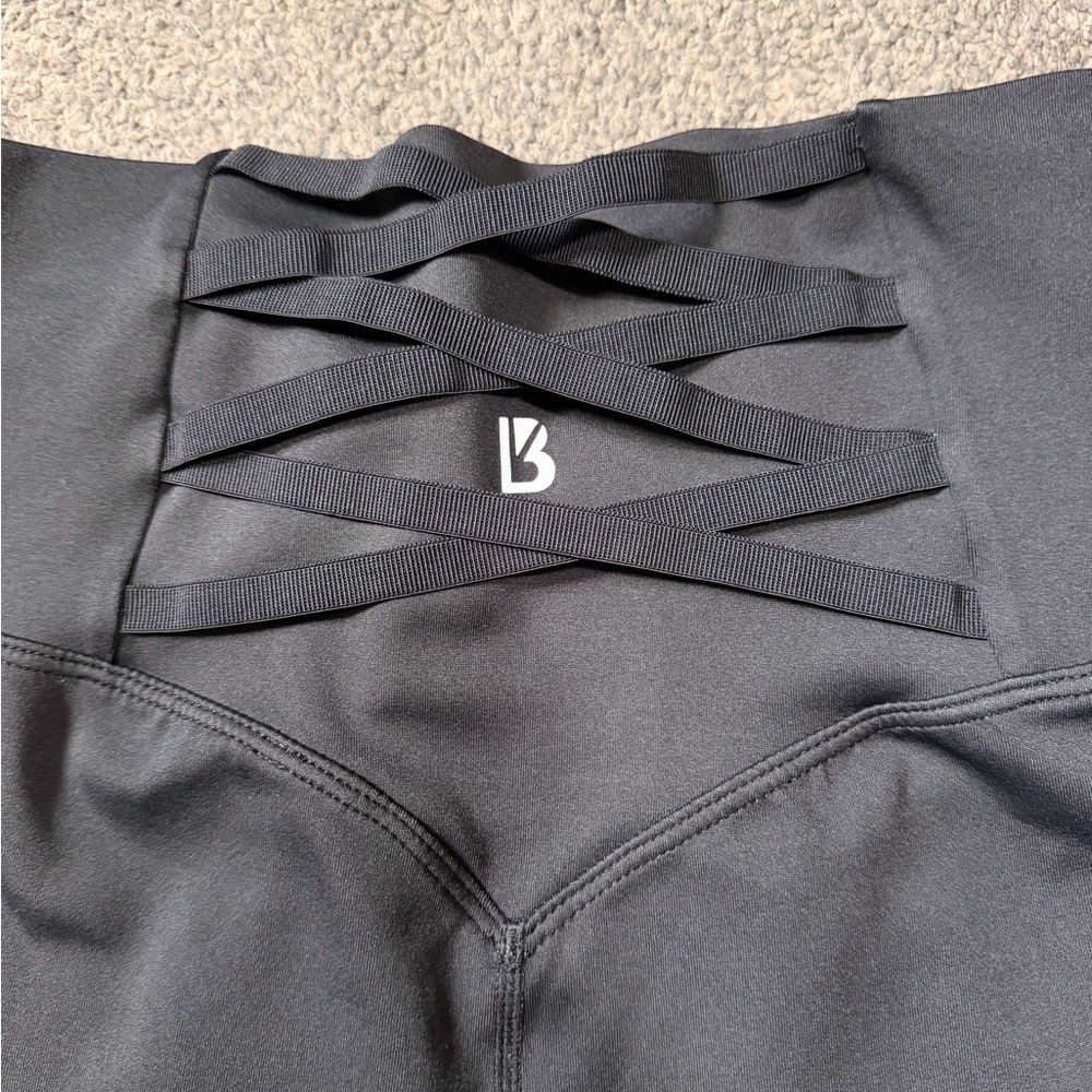 BuffBunny Black Leggings with Crisscross Detail